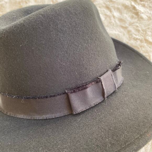 G.H. Bass & Co. Women's 100% Wool Black Hat Wide Brim Fedora Ribbon One Size - Picture 7 of 9